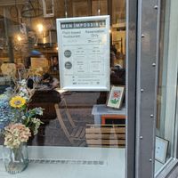 Window of the restaurant at Men Impossible in Amsterdam