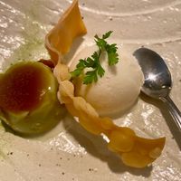 Dessert - matcha pudding & tofu ice cream at Men Impossible in Amsterdam