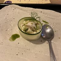 Appetizer with tofu tartare  at Men Impossible in Amsterdam