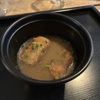 Miso soup with fried veggies: very tasty at Men Impossible in Amsterdam