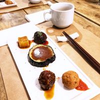 Starters (must try!) my favorites are the mochi and the miso eggplant. at Men Impossible in Amsterdam