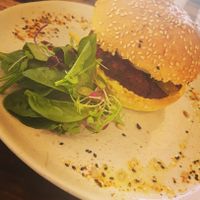Black bean burger at The Front Room Cafe in Hervey Bay