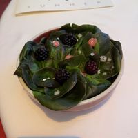 Pickled blackberry & greens ... at Gauthier Soho in London