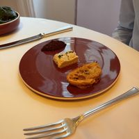 Cheese and olive purée  at Gauthier Soho in London