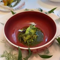 Pea sorbet at Gauthier Soho in London