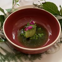 pea sorbet at Gauthier Soho in London