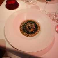 Butternut squash risotto from the petit diner” menu. Choose the wine pairing for the full experience    at Gauthier Soho in London