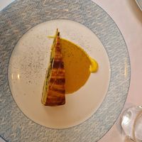 Decent tart but strong saffron sauce at Gauthier Soho in London