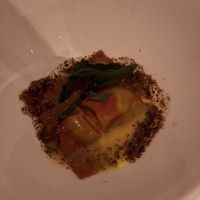 rainbow agnoletti with pumpkin, crisp sage and fresh walnut  at Gauthier Soho in London