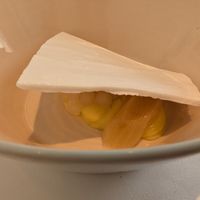 Rhubarb and custard at Gauthier Soho in London