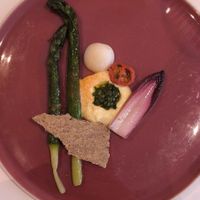 Thick green asparagus at Gauthier Soho in London