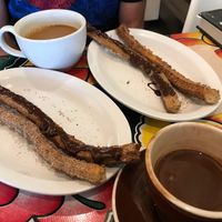 Churros and hot chocolate  at Cocoa Cinnamon - Lakewood in Durham