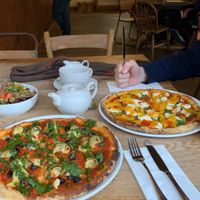 Artichoke and pesto vegan pizza and squash and goats cheese (vegan)  at Black Isle Bar and Rooms in Inverness