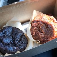Chocolate Banana Muffin & Apple, Carrot, Walnut Muffin at Nutmeg Cafe in Tuckahoe