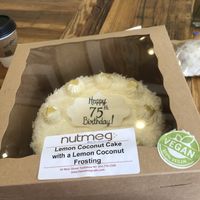 Lemon coconut cake! Yum! at Nutmeg Cafe in Tuckahoe