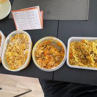 From left: Tofu Masala, Tofu Dhansak, Kohlapuri, Tofu Biryani at Indian Curry House in Leipzig