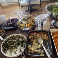 Mostly vegan buffet at The Settlement Center Restaurant in Borgarnes