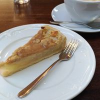 Warm apple/caramel cake. Yum at The Settlement Center Restaurant in Borgarnes