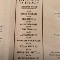 Menu at Hamborgarafabrikkan in Reykjavik