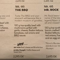 Menu at Hamborgarafabrikkan in Reykjavik