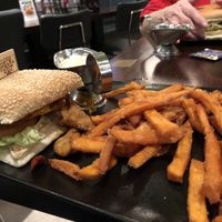 Burger with sweet potato fries and majo  at Islenska Hamborgarafabrikkan in Reykjavik