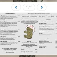 Vegan menu  at Ramen Ichiraku in Perth