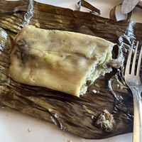Oaxacan vegan mushroom tamales 😋  at Mercado Organico in La Paz