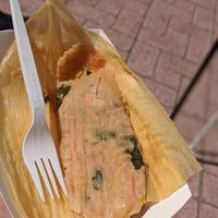 Vegan tamale option at Mercado Organico in La Paz