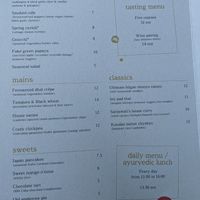 Menue at Gaudi&Naan in Ljubljana