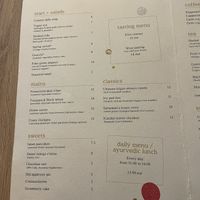Menu  at Gaudi&Naan in Ljubljana