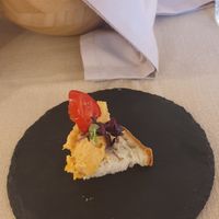 Complimentary appetiser. Spiced white bean spread similar to hummus on great bread at Gaudi&Naan in Ljubljana