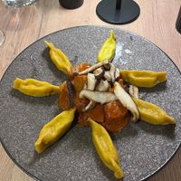 Potato dumplings, seitan chunks in tomato sauce and mushrooms (the final course was a fruity, coconutty cake that I forgot to take a pic of!) at Gaudi&Naan in Ljubljana