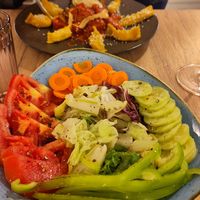 Salad and famous dumplings at Gaudi&Naan in Ljubljana