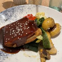 Vegan ribs with roasted vegetables (Traditional Slovenian set menu)  at Gaudi&Naan in Ljubljana