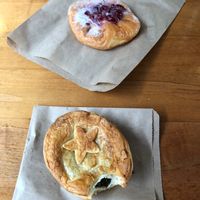 Cheese and spinach pie and berry danish at Tart Bakery - St Kevins Arcade in Auckland
