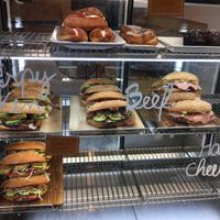 Half filled as she was still unpacking - fresh sandwiches, cream donuts etc at Tart Bakery - St Kevins Arcade in Auckland