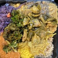 Everything plate at Oasis Vegan Veggie Parlor in Dorchester