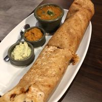 Dosa with potato and spicy sauce at Daana in Canberra