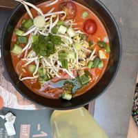 The noodle soup which tasted like pizza  at my indigo - Museumstraße in Innsbruck
