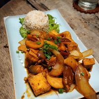 Mushroom and tofu stew at ROM Vegetarian Restaurant in Da Nang