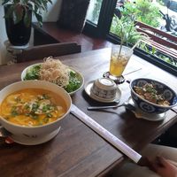 Tomato spiced tofu and Mi Quang at ROM Vegetarian Restaurant in Da Nang