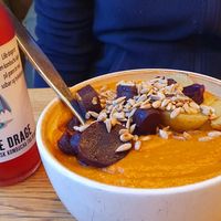 Red soup with lentils and curry at Daily Pot in Bergen