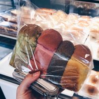 Four scholars multicoloured bread  at Almond Bakery 杏仁烘培坊 in West Singapore