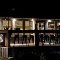 Front right side outdoor seating at Side Street Cafe a.k.a. The Annex in Bar Harbor