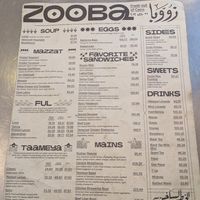 Menu at Zooba - Al Gabalayah in Cairo