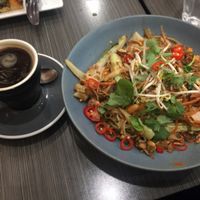 Long black and pad Thai  at Watson's Eatery in Dunedin