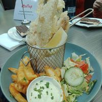 Battered Banana Blossom 'fish' and chips. at Watson's Eatery in Dunedin