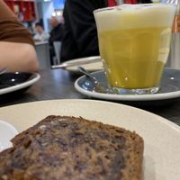 Toasted Banana Bread & Turmeric Latte 🌱 V at Watson's Eatery in Dunedin