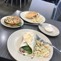 Pulled jack fruit sandwich
Hash brown bagel
Cauliflower bhaji
 at Watson's Eatery in Dunedin