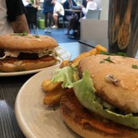 Chick'n Burger and Chilly Filly Burger at Watson's Eatery in Dunedin